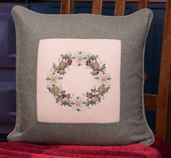Holly and Christmas Rose Cushion